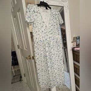 Christy Dawn White and Blue Floral Dress